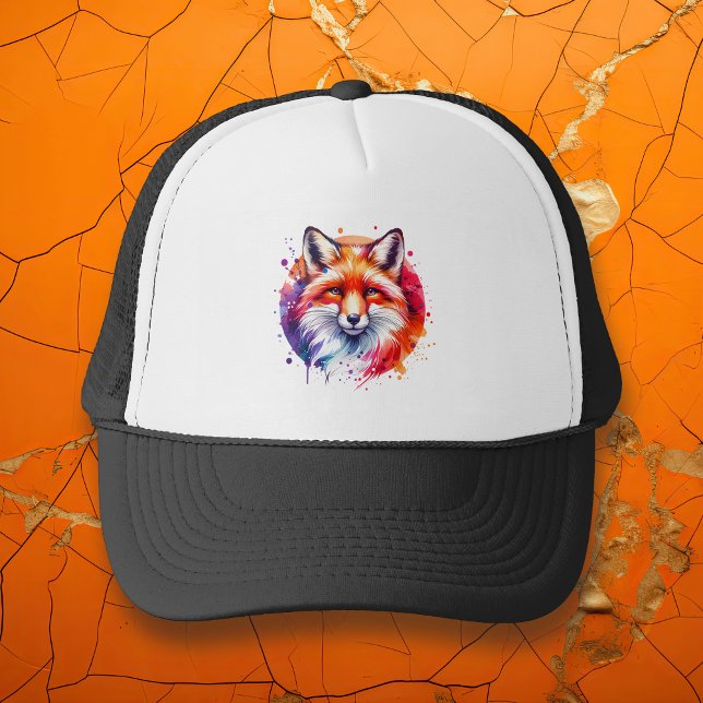 Watercolor Fox Illustration Trucker Hat (Creator Uploaded)
