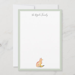 Watercolor Fox Personalised Stationery Card