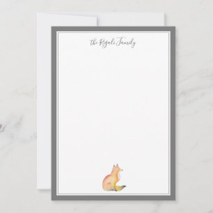 Watercolor Fox Personalised Stationery Card