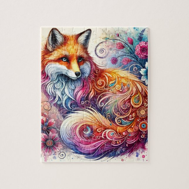 Watercolor Fox Puzzle (Vertical)