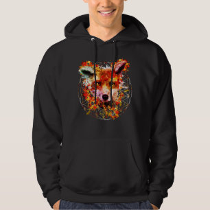 Watercolor Fox Spirit Animal Flower Of Life Hoodie