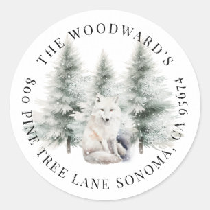 Watercolor Fox Winter Holiday Classic Round Sticker