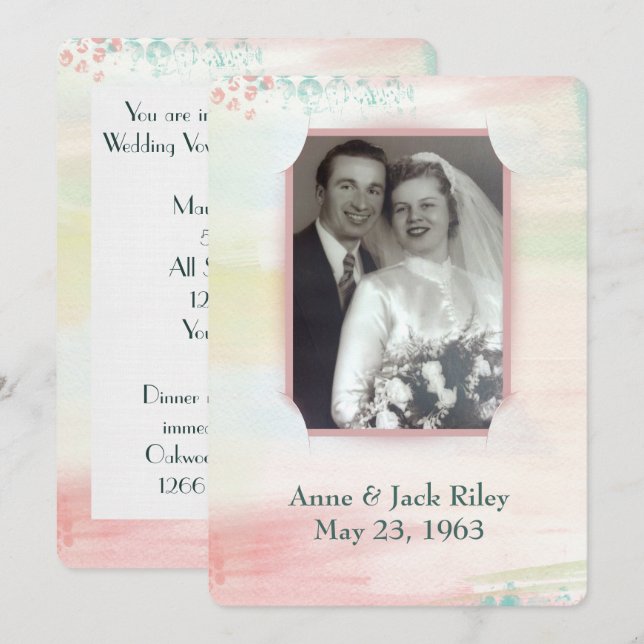 watercolor frame for wedding vow renewal invitation (Front/Back)