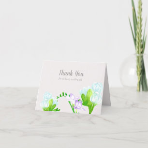 Watercolor Freesia Flowers Thank You Card