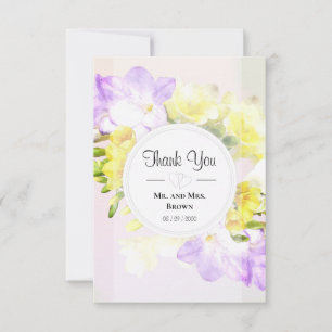 Watercolor Freesia Flowers Wedding Thank You Card