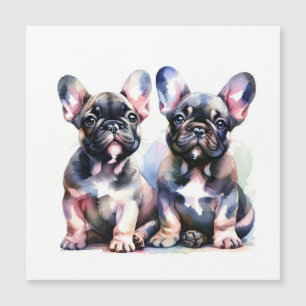 Watercolor French Bulldog cute puppies Magnetic Invitation