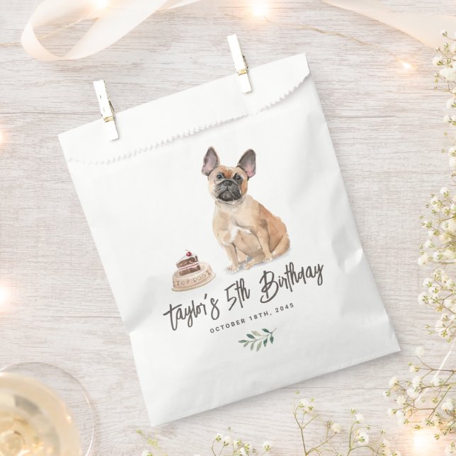 Watercolor French Bulldog Dog Birthday Party Favour Bags (Clipped)