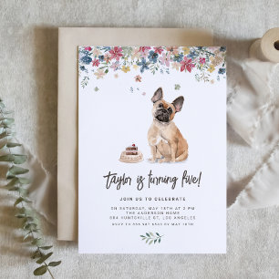 Watercolor French Bulldog Dog Birthday Party Invitation