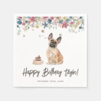 Watercolor French Bulldog Dog Birthday Party
