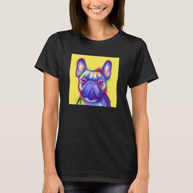 Watercolor French Bulldog on a Yellow Background T-Shirt (Front)