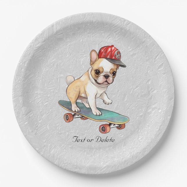 Watercolor French Bulldog Paper Plate (Front)