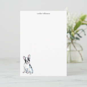 Watercolor French Bulldog Personalized Stationery Card