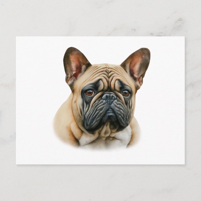 Watercolor French Bulldog Postcard (Front)