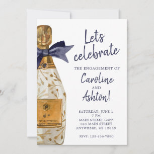 Watercolor French Champagne Party Invitation