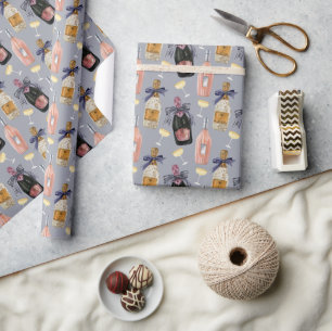 Watercolor French Champagne Wrapping Paper
