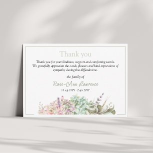 Watercolor french country flower funeral thank you