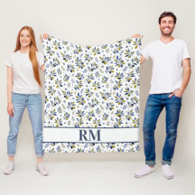 Watercolor French Country Olive Pattern Monogram