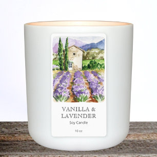 Watercolor French Lavender Farm Candle Label