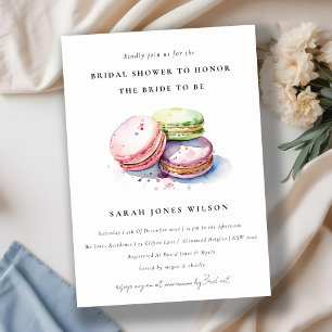 Watercolor French Macarons Bakery Bridal Shower Invitation