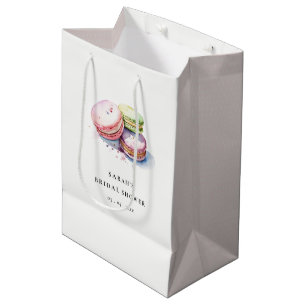 Watercolor French Macarons Bakery Bridal Shower Medium Gift Bag