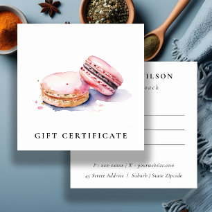 Watercolor French Macarons Bakery Gift Certificate