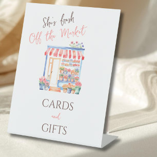 Watercolor Fresh Off Market Bridal Shower Favor Pedestal Sign