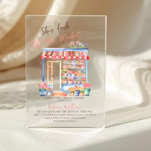 Watercolor Fresh Off Market Floral Bridal Shower Acrylic Invitations