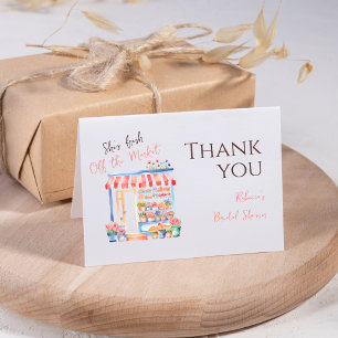 Watercolor Fresh Off Market Floral Bridal Shower Thank You Card