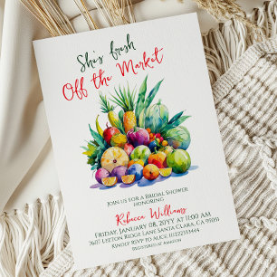 Watercolor Fresh Off Market Rustic Bridal Shower Invitation