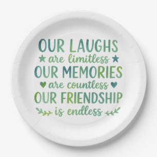 Watercolor Friendship Quote Paper Plate