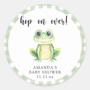 Watercolor frog baby shower classic round sticker