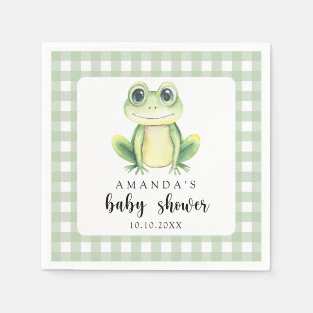 Watercolor Frog Baby Shower Napkin (Front)