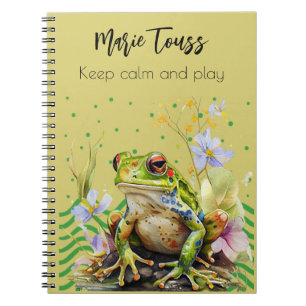 Watercolor Frog Funny Custom Text & Name Notebook