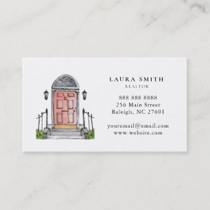 Watercolor Fromt Door Real Estate Agent Business Card