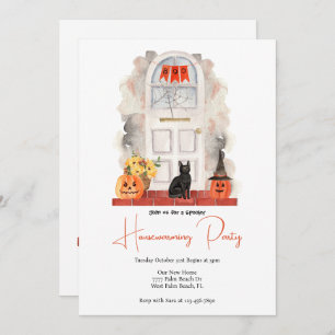 Watercolor Front door Halloween Housewarming  Invitation