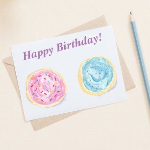 Watercolor Frosted Sugar Cookies Birthday Card