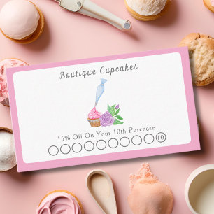 Watercolor Frosting Cupcake Bakery, Catering Discount Card