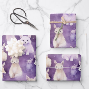 Watercolor Frosty Fauna: Luminescent Hues Capturin Wrapping Paper Sheet