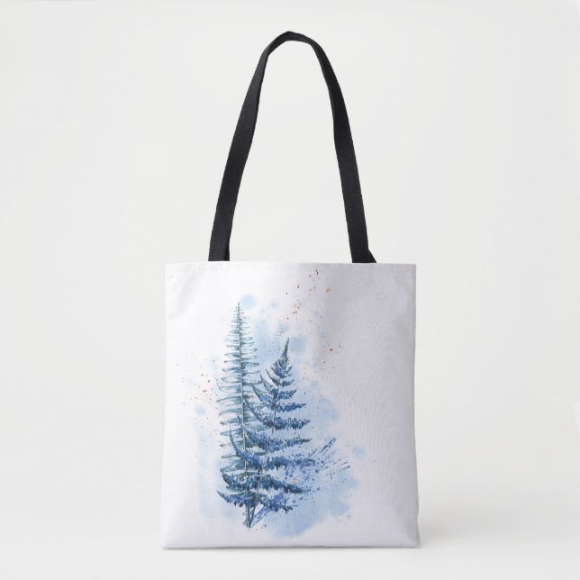 Watercolor Frozen Fern Tote Bag (Front)
