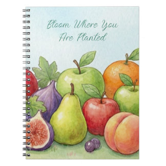 Watercolor Fruit Abundance, Tu Bishvat Background Notebook