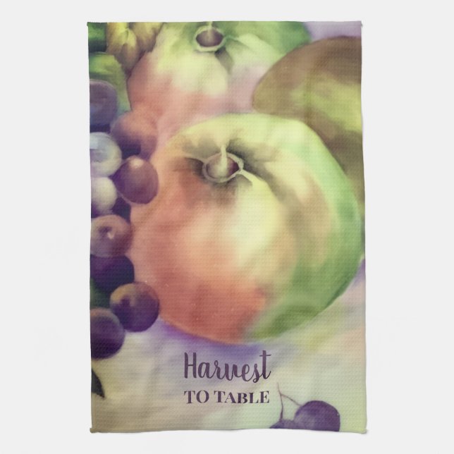 Watercolor Fruit | Apples, Pears & Berries  Tea Towel (Vertical)