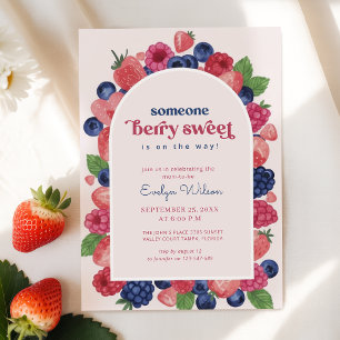 Watercolor Fruit Berry Sweet Baby Shower Invitation