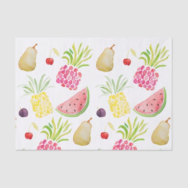 Watercolor fruit cherry pineapple watermelon tissue paper (Front)