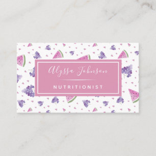 Watercolor Fruit Grapes & Watermelon Dietician Business Card