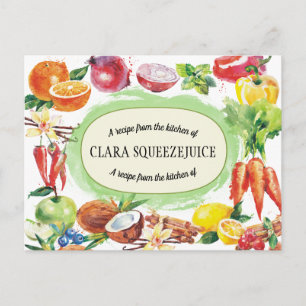 watercolor fruit vegetable recipe card