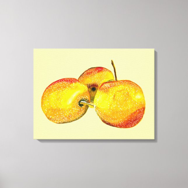 Watercolor fruit yellow pear fruit canvas print (Front)