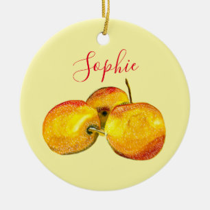 Watercolor fruit yellow pear fruit ceramic tree decoration