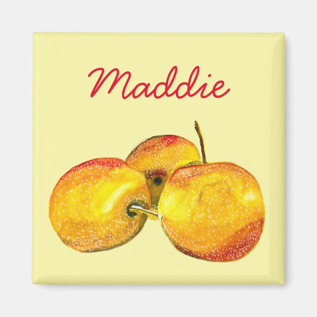 Watercolor fruit yellow pear fruit magnet (Front)