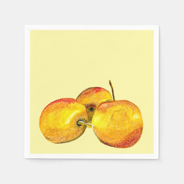 Watercolor fruit yellow pear fruit napkin (Front)