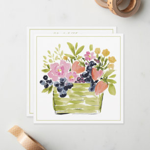 Watercolor Fruits and Flowers Basket Card